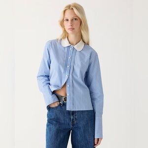 *J.Crew Women’s Cropped garçon shirt with pearl buttons in stripe
